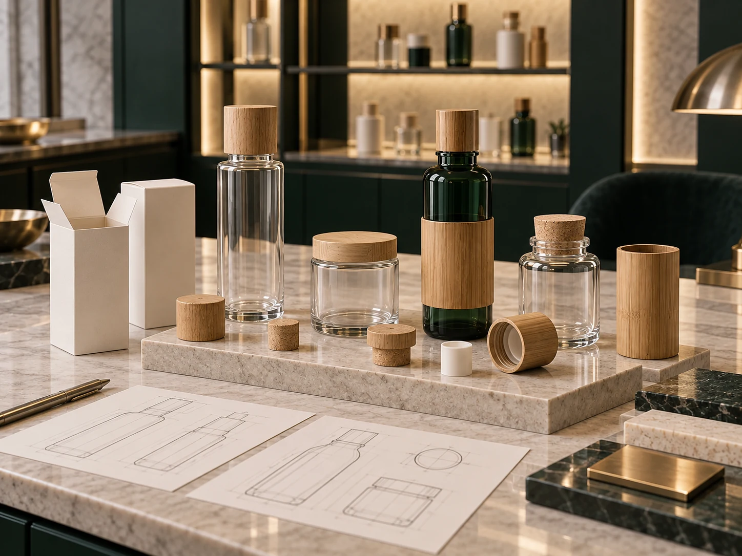 Concept illustration: bamboo wood cork closures