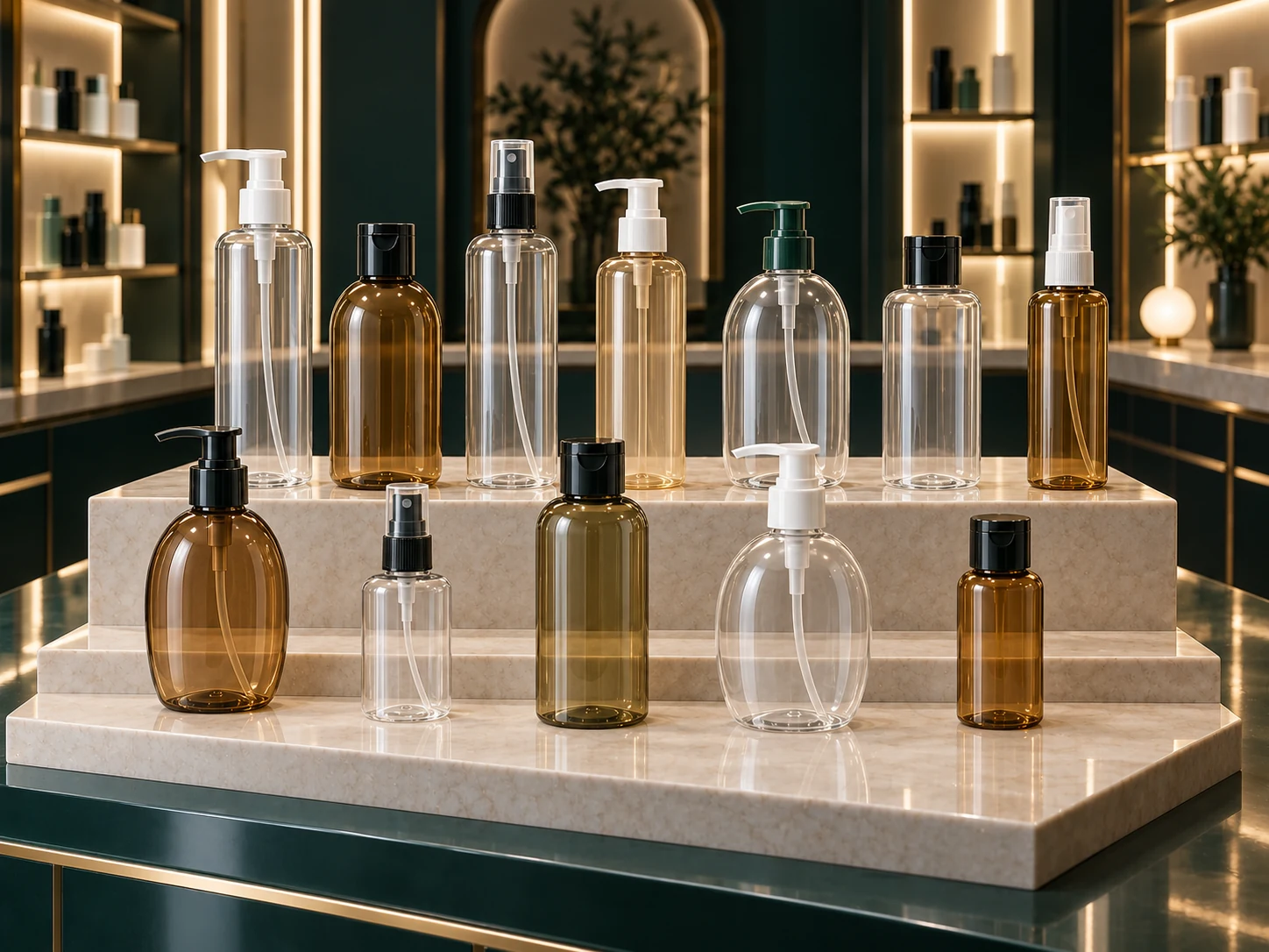 Cosmetic bottle shapes for a material review — format concept